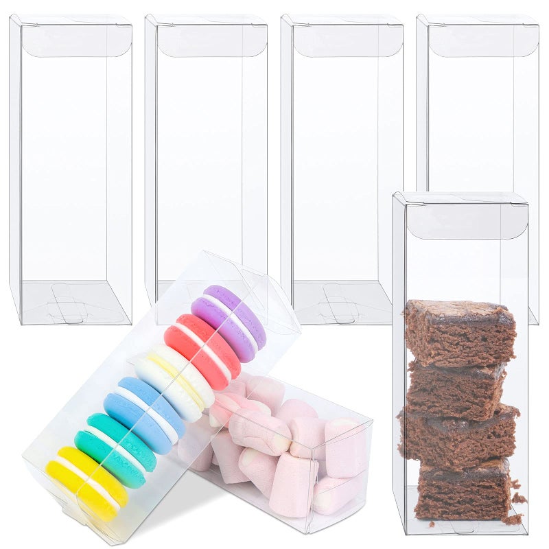 Sdfsdf 100 PCS Clear PET Plastic Storage Boxes Transparent Present Box Empty Containers Rectangle Cube Candy Chocolate Cookies Treat Case for ChristmasWeddingPartyBaby Shower 2x2 x6 Inch